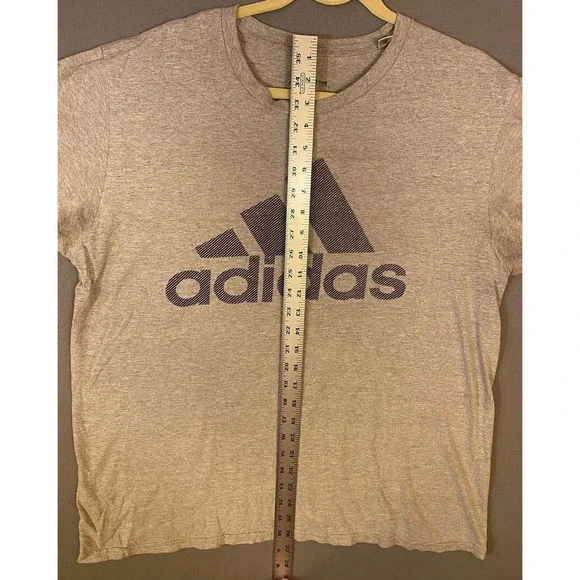 Adidas Big Center Logo Amplifier 3 Lines T-shirt L Large Grey Gray Black - Picture 8 of 10